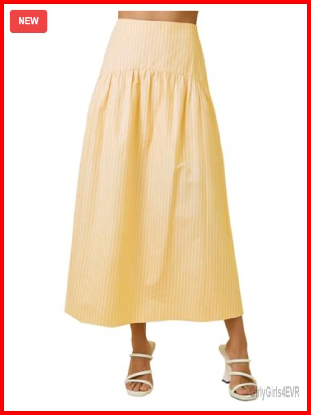 Women's Striped Flared Maxi Skirt Smocked High Waist A-Line Summer Beach